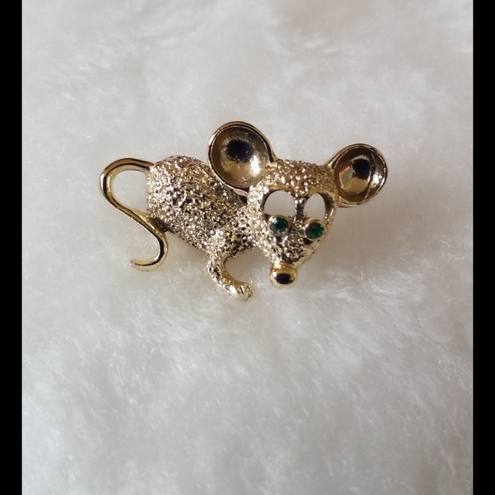 Gerrys Rhinestone Mouse Brooch - image 4